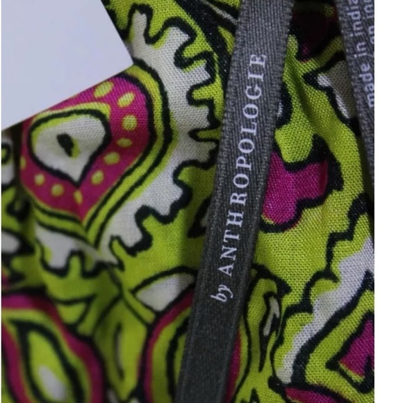 Anthropologie Green Paisley Maxi Dress Boho Flounce Lounge Beach Vacation S NWT - Picture 16 of 16